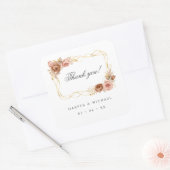 Sticker Carré chocolat rose rose pâle mariage merci (Enveloppe)