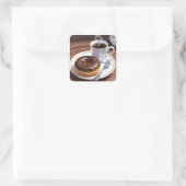 Sticker Carré Chocolate Frosted Donut and Coffee  (Sac)
