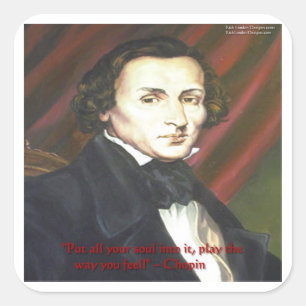 Sticker Carré Chopin Comment Jouer Citation Cartes Cadeaux & T-S