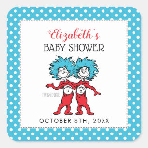 Sticker Carré Chose 1 Chose 2   Baby shower jumeaux