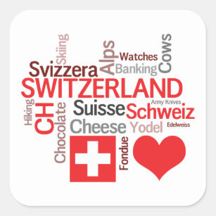 Sticker Carré Choses suisses préférées - amour Suisse d'I