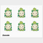 Sticker Carré Chou-fleur Kawaii (Feuille)