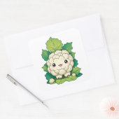 Sticker Carré Chou-fleur Kawaii (Enveloppe)