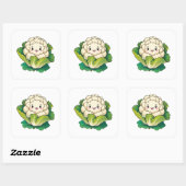 Sticker Carré Chou-fleur Kawaii (Feuille)