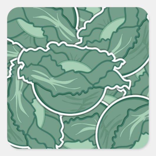 Sticker Carré Chou vert funky (Devant)