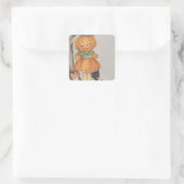 Sticker Carré Chouette à chat noir Jack-o'-lantern (Sac)
