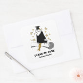 Sticker Carré Chouette à Gown Preschool / Maternelle (Enveloppe)