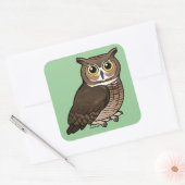 Sticker Carré Chouette à grande corne (Enveloppe)