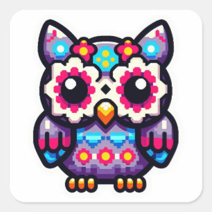 Sticker Carré Chouette à sucre, jour du hibou mort