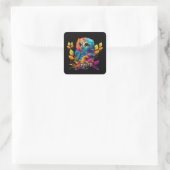 STICKER CARRÉ CHOUETTE ABSTRAIT COLORÉ (Sac)