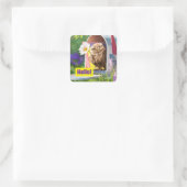 Sticker Carré Chouette Avec Fleur Dans Boîte Aux Lettres (Sac)