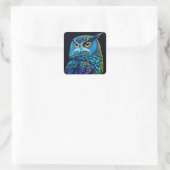 Sticker Carré Chouette colorée générée par Ai (Sac)