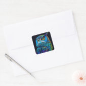 Sticker Carré Chouette colorée générée par Ai (Enveloppe)