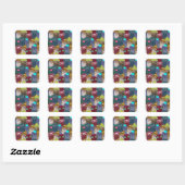 Sticker Carré Chouette dans la couronne (Feuille)