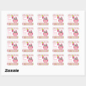 Sticker Carré Chouette de fille rose et citron vert Anniversaire (Feuille)