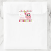 Sticker Carré Chouette de fille rose et citron vert Anniversaire (Sac)