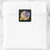 Sticker Carré Chouette de l'Assistant de dessin animé volant sur (Sac)