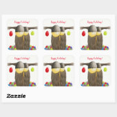 Sticker Carré Chouette de Noël (Feuille)