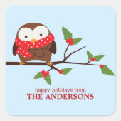Sticker Carré Chouette de Noël (Devant)