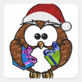 Sticker Carré Chouette de Noël (Devant)