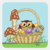 Sticker Carré Chouette de Pâques mignonne (Devant)