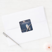 Sticker Carré Chouette neigeuse dans les flocons de neige (Enveloppe)