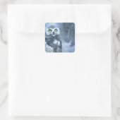 Sticker Carré Chouette neigeuse en hiver (Sac)