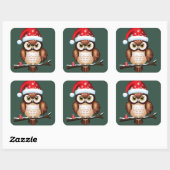 Sticker Carré Chouette Noël (Feuille)