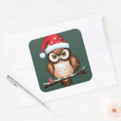 Sticker Carré Chouette Noël (Enveloppe)