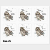 Sticker Carré Chouette Oiseau Snowflakes Winter Boite d'art (Feuille)
