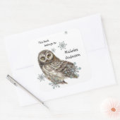 Sticker Carré Chouette Oiseau Snowflakes Winter Boite d'art (Enveloppe)