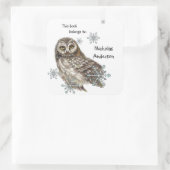 Sticker Carré Chouette Oiseau Snowflakes Winter Boite d'art (Sac)