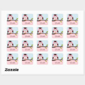Sticker Carré Chouette rose (Feuille)