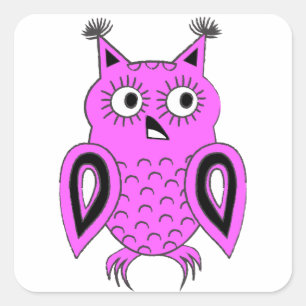 Sticker Carré Chouette rose