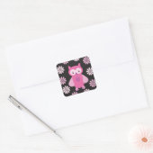 Sticker Carré chouette rose mignonne (Enveloppe)