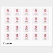 Sticker Carré Chouette rose mignonne dans une entreprise de coup (Feuille)
