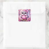 Sticker Carré Chouette rose mignonne Imaginaire Sakura (Sac)