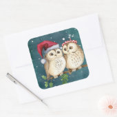 Sticker Carré Chouettes de Noël mignonnes (Enveloppe)