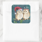 Sticker Carré Chouettes de Noël mignonnes (Sac)