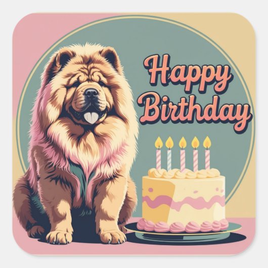 Sticker Carré Chow Chow Chien coloré (Devant)