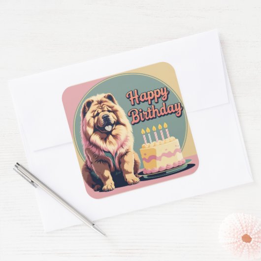 Sticker Carré Chow Chow Chien coloré (Enveloppe)