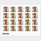 Sticker Carré Chow Chow Chien Noël (Feuille)