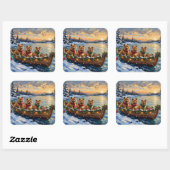 Sticker Carré Chow Chow Christmas Boat Holiday (Feuille)