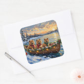 Sticker Carré Chow Chow Christmas Boat Holiday (Enveloppe)
