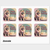 Sticker Carré Chow Chow Coloré (Feuille)