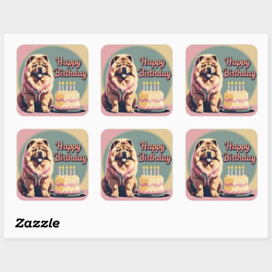 Sticker Carré Chow Chow Coloré (Feuille)