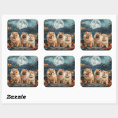 Sticker Carré Chow Chow Halloween Éffrayant (Feuille)