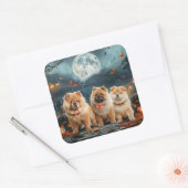 Sticker Carré Chow Chow Halloween Éffrayant (Enveloppe)