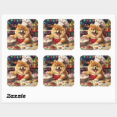 Sticker Carré Chow Chow Holiday Baking : Festive Noël (Feuille)