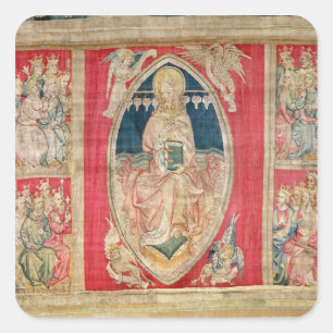 Sticker Carré Christ intronisé avec les bêtes apocalyptiques